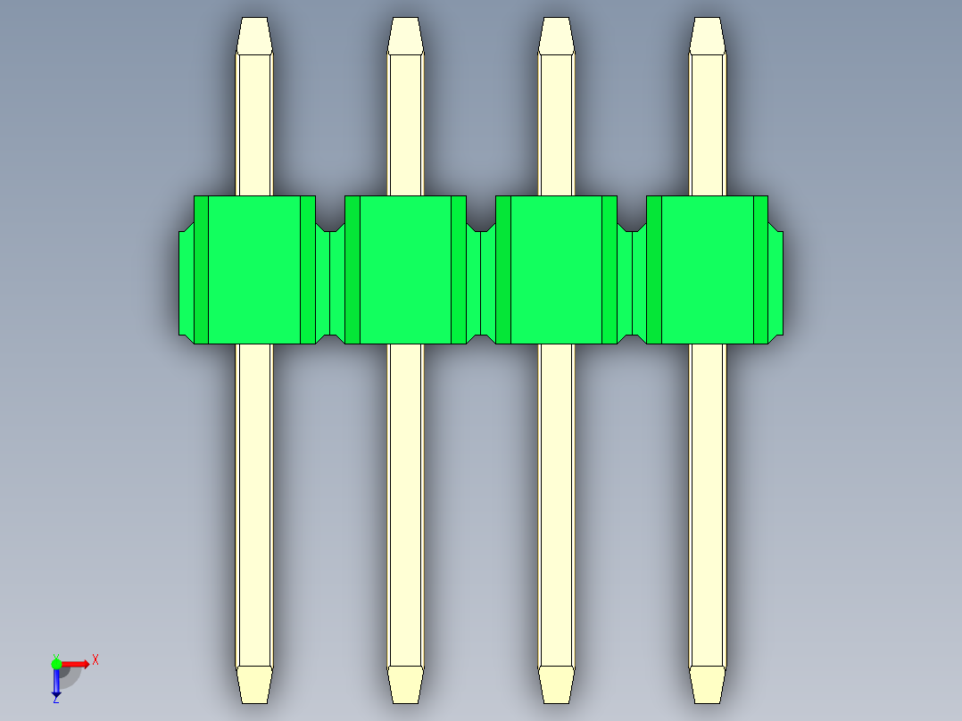 彩色公头100mil（2.54mm）系列-DS1021_green_1x04p_100mil_Type1_rev1.0俯视图
