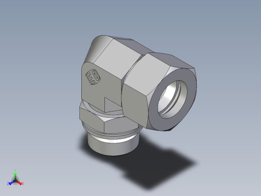 卡套式工业通用硬管接头EO_Adjustable_Locknut_elbow_WEE22ZLM27x2CF正等轴测缩略图