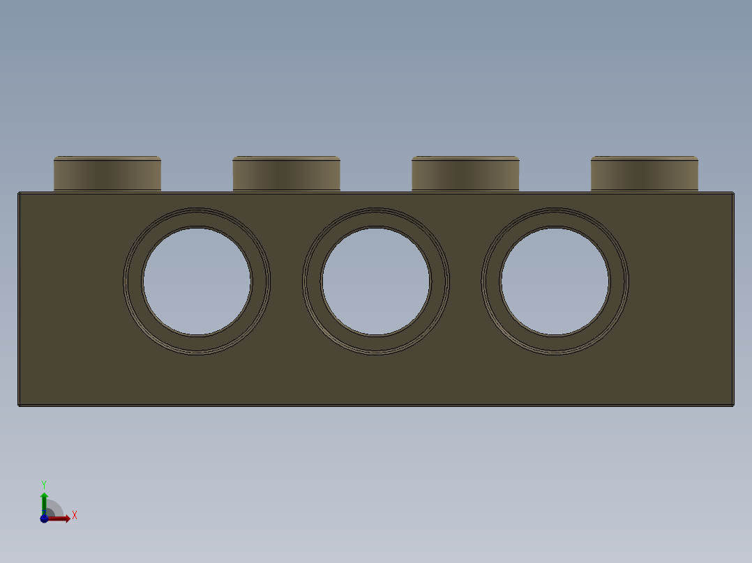 乐高机械组积木（横梁）-4234365 - 3701 Tan - Brick Yellow Technic Brick 1 x 4 with Holes前视图