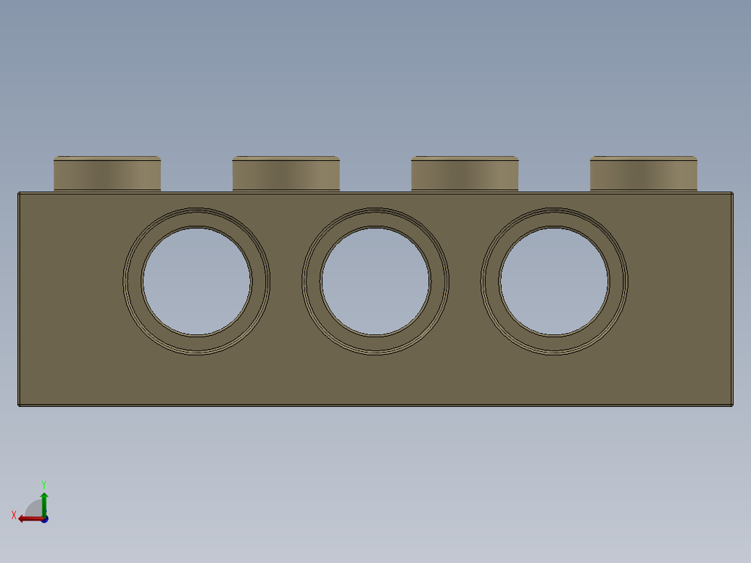 乐高机械组积木（横梁）-4234365 - 3701 Tan - Brick Yellow Technic Brick 1 x 4 with Holes后视图