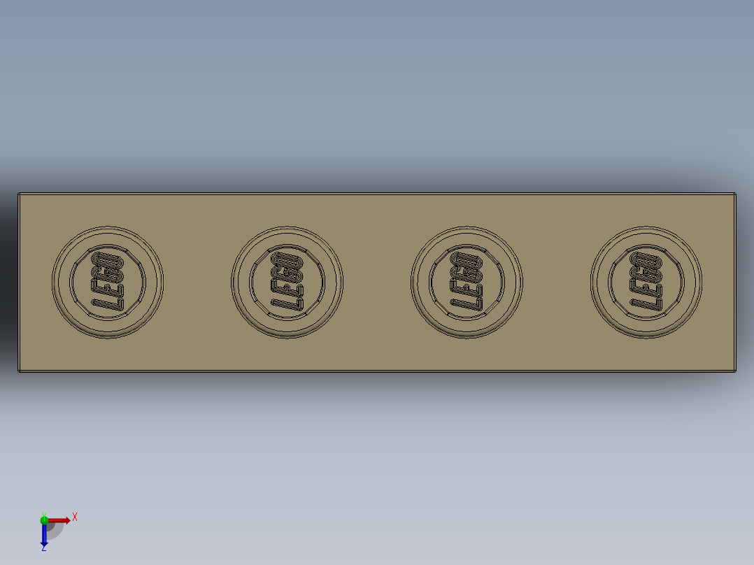 乐高机械组积木（横梁）-4234365 - 3701 Tan - Brick Yellow Technic Brick 1 x 4 with Holes俯视图