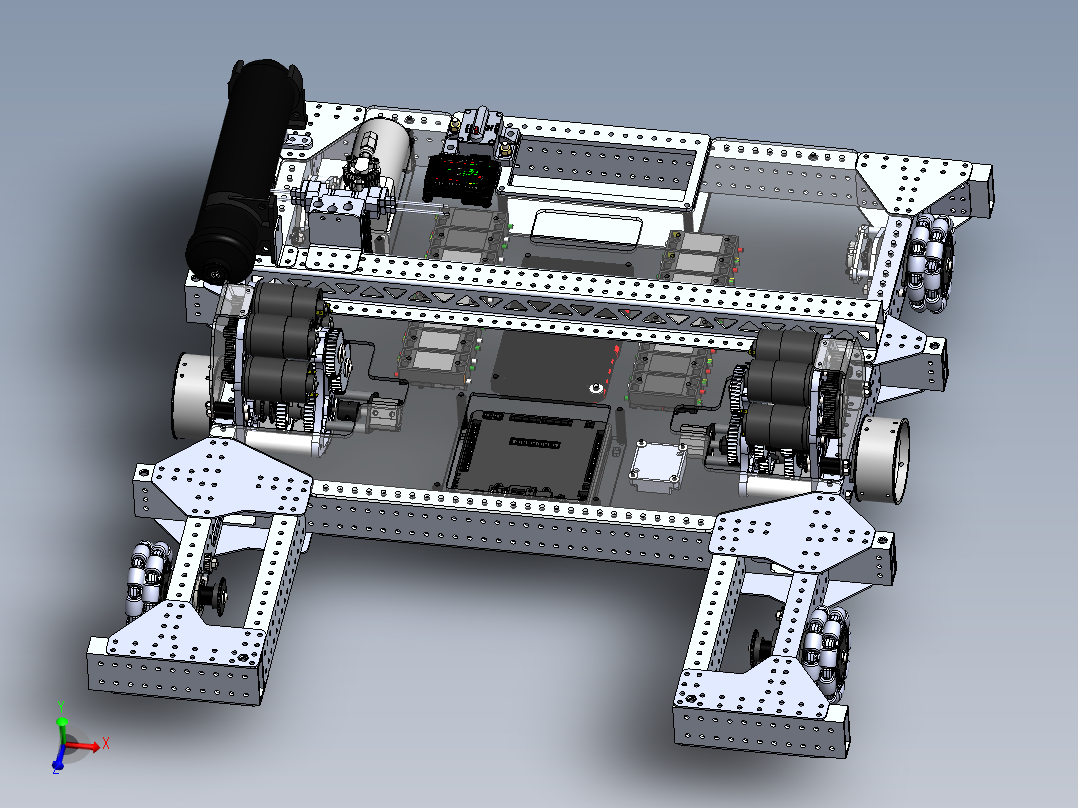 1690 Off-Season全向轮传动底盘3D模型图纸 Solidworks设计
