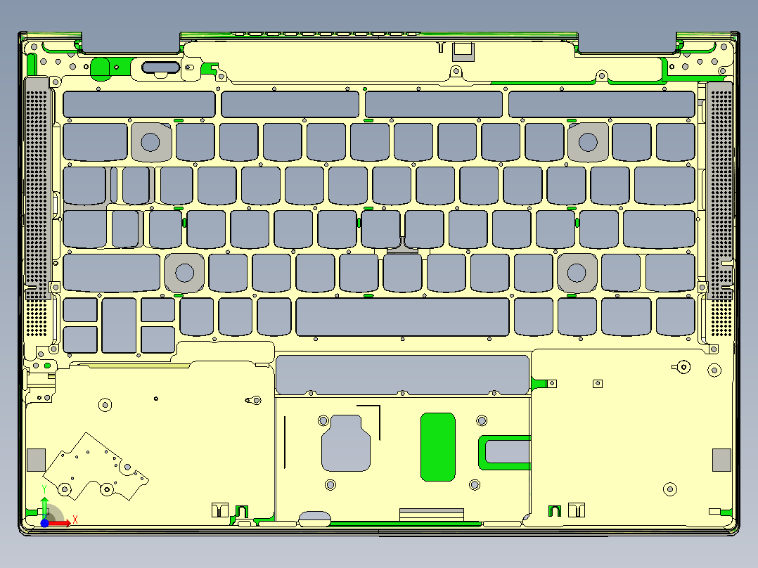 THINKPAD电脑键盘框落料程序模型前视图