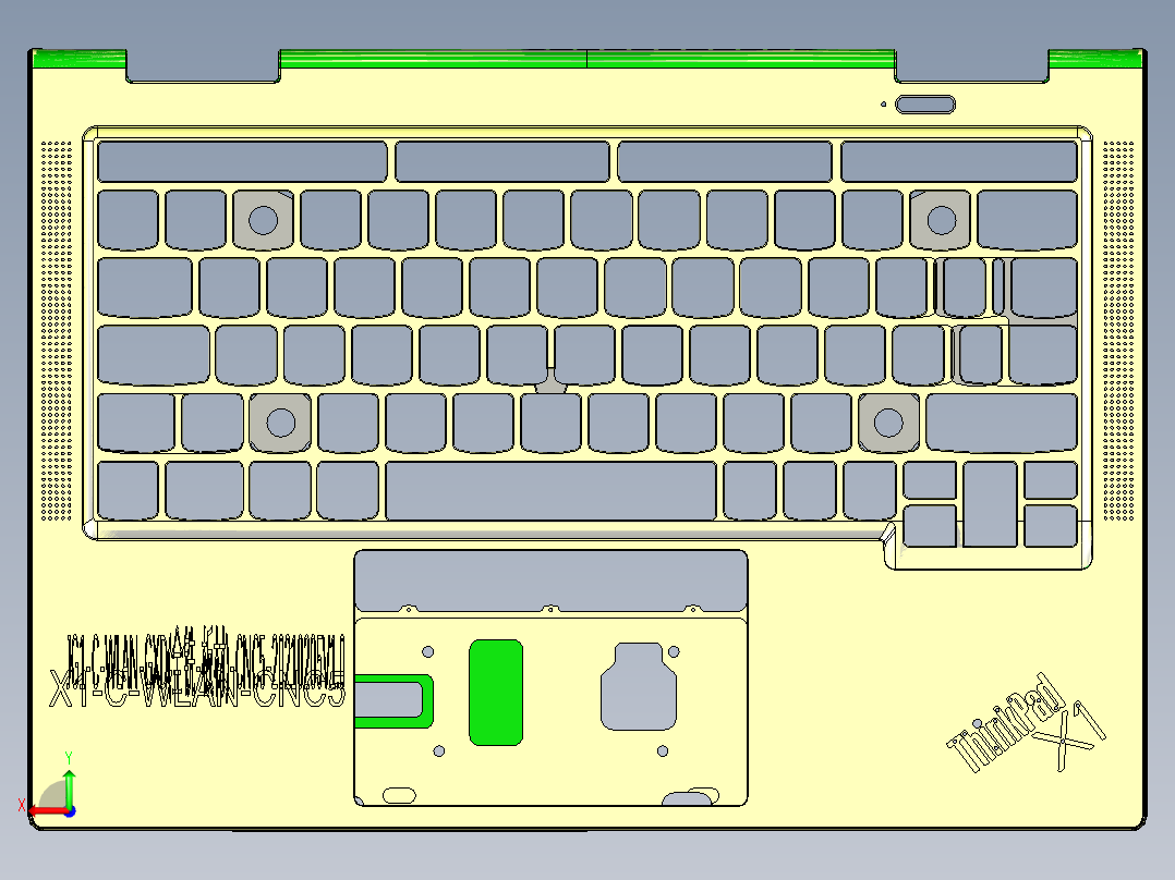 THINKPAD电脑键盘框落料程序模型后视图