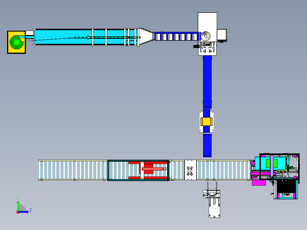 自动化接头包装流水线左视图