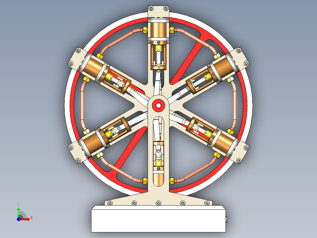 蒸汽机6-cylinder-steam-engine-1832-模型格式为 x_t前视图