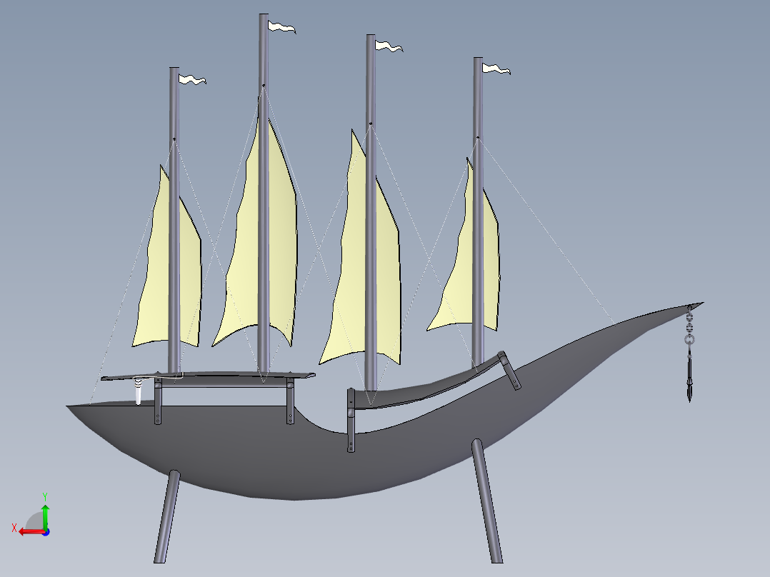 手动帆船后视图