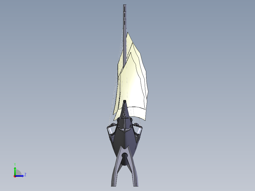 手动帆船左视图