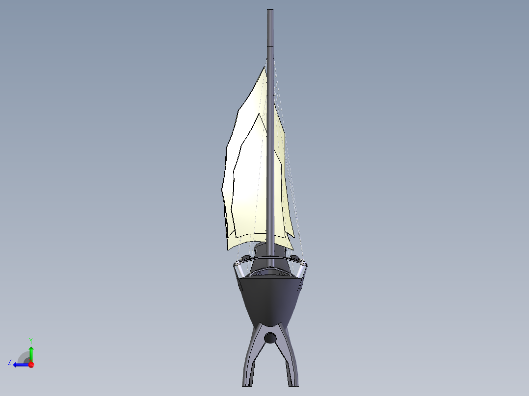 手动帆船右视图