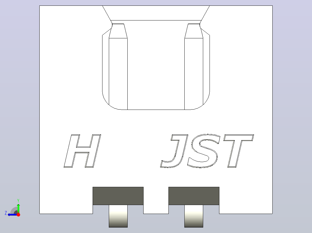 白色JST XH 2针连接器P 2 54mm有角度右视图