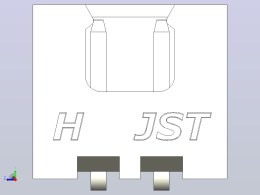 白色JST XH 2针连接器P 2 54mm有角度右视缩略图