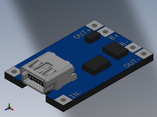 迷你USB锂离子电池充电器正等轴测缩略图