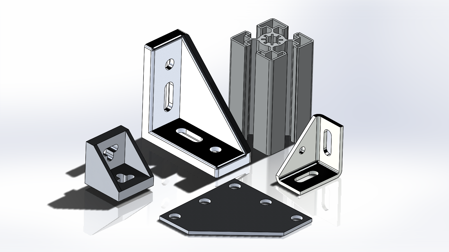 5款铝型材配件模型3D图纸 Solidworks设计
