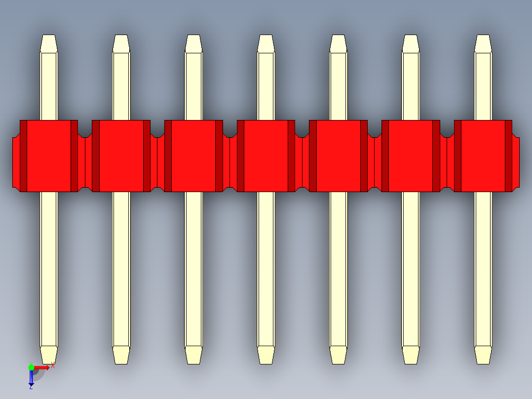 彩色公头100mil（2.54mm）系列-DS1021_red_2x07p_100mil_Type1_rev1.0俯视图