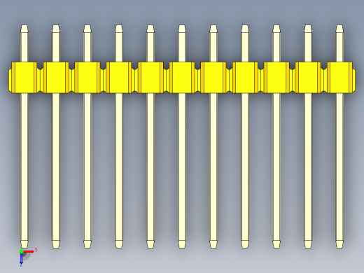 彩色公头100mil（2.54mm）系列-DS1021_yellow_1x11p_100mil_Type5_rev1.0俯视缩略图