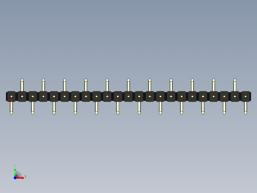 彩色公排针 100mil 2.54mm 系列-DS1022_black_23p_100mil_Type_SMT_R2_rev1.0前视缩略图