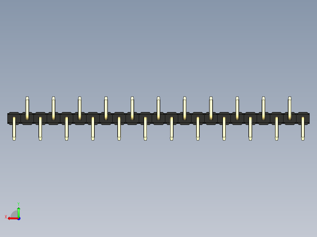 彩色公排针 100mil 2.54mm 系列-DS1022_black_23p_100mil_Type_SMT_R2_rev1.0后视图