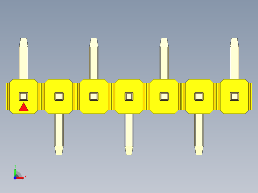 彩色公排针 100mil 2.54mm 系列-DS1022_yellow_07p_100mil_Type_SMT_R1_rev1.0前视缩略图