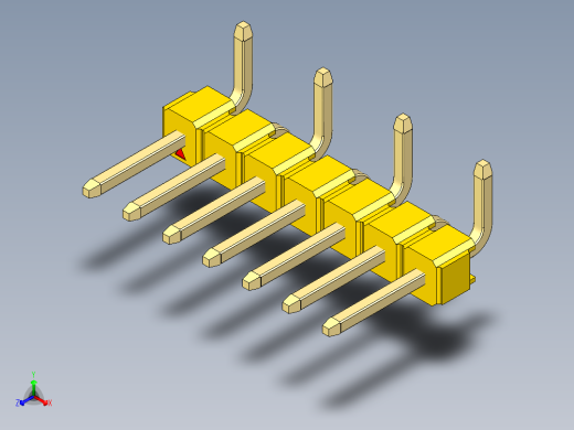 彩色公排针 100mil 2.54mm 系列-DS1022_yellow_07p_100mil_Type_SMT_R1_rev1.0正等轴测缩略图