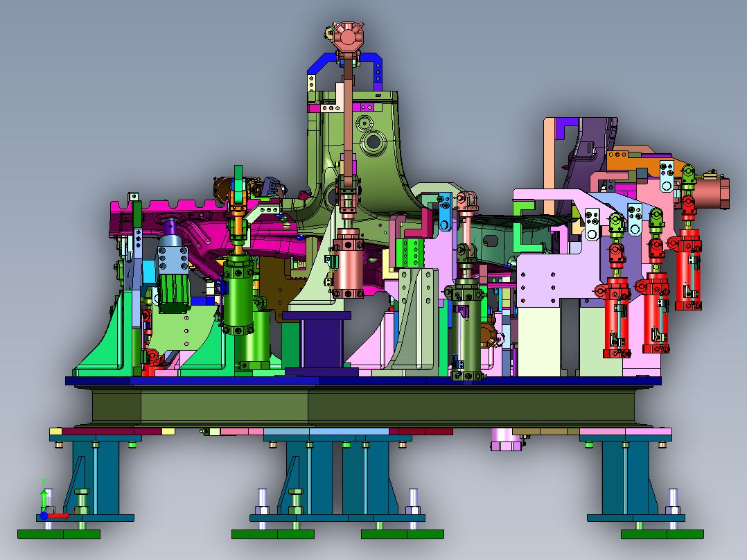 小汽车侧板焊接工装前视图