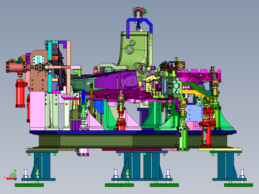 小汽车侧板焊接工装后视图
