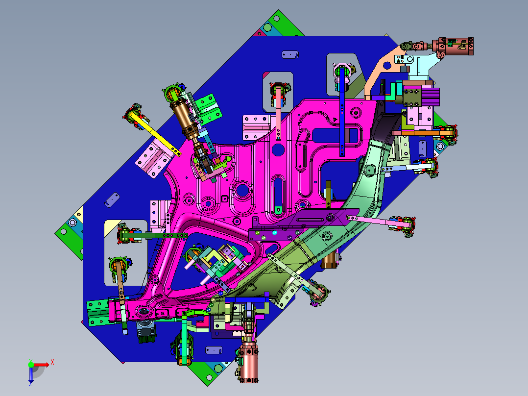 小汽车侧板焊接工装俯视图