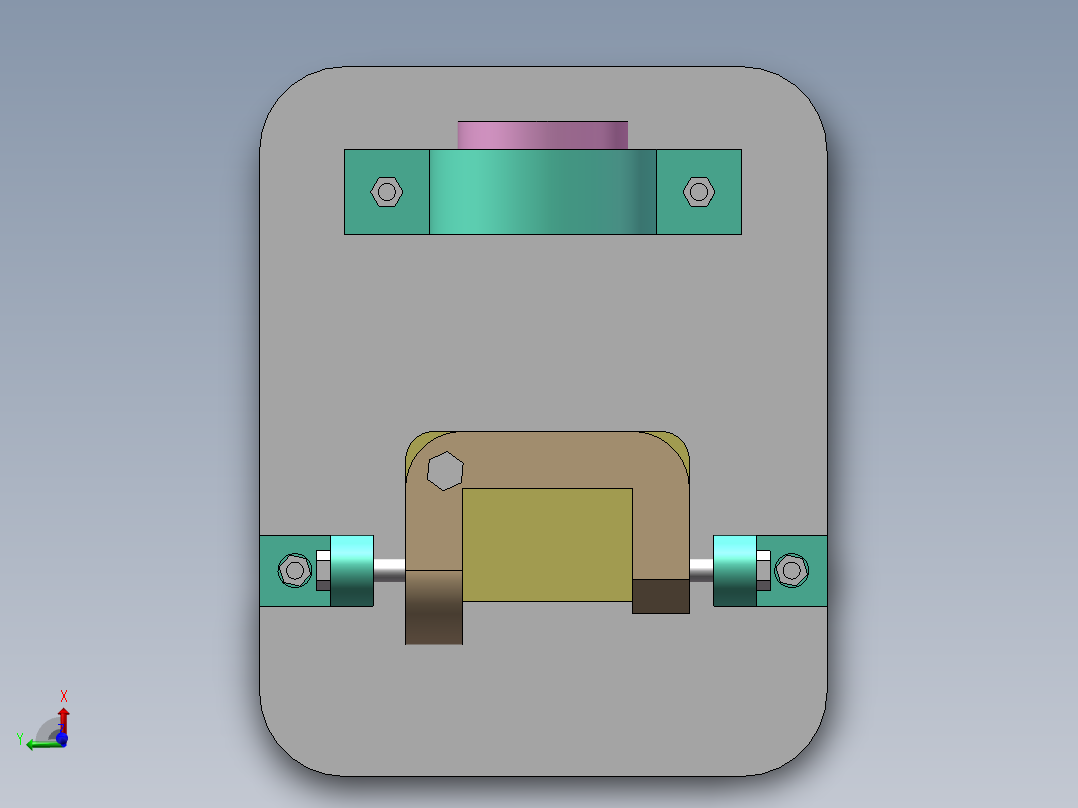 钻孔支架镗43孔夹具设计俯视图