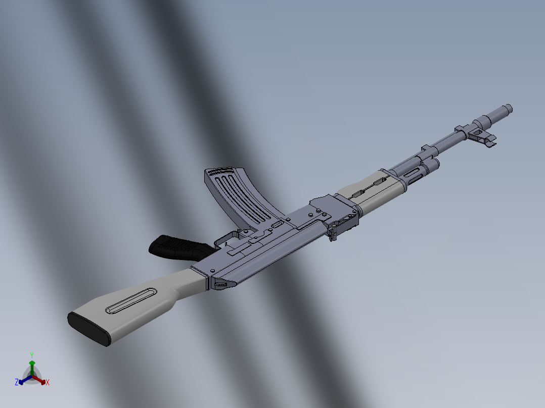 突击步枪AK47正等轴测图