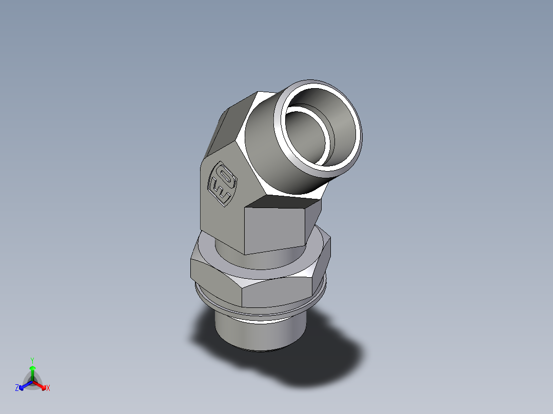 卡套式工业通用硬管接头EO_Adjustable_locknut_45_deg_elbow_VEE12LMOROMDCF主视图