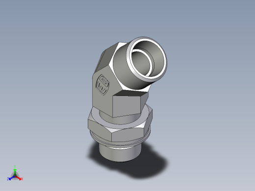 卡套式工业通用硬管接头EO_Adjustable_locknut_45_deg_elbow_VEE12LMOROMDCF正等轴测缩略图
