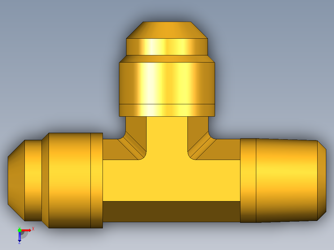 扩口式工业通用硬管接头Male Run Tee 151F-6-4俯视图