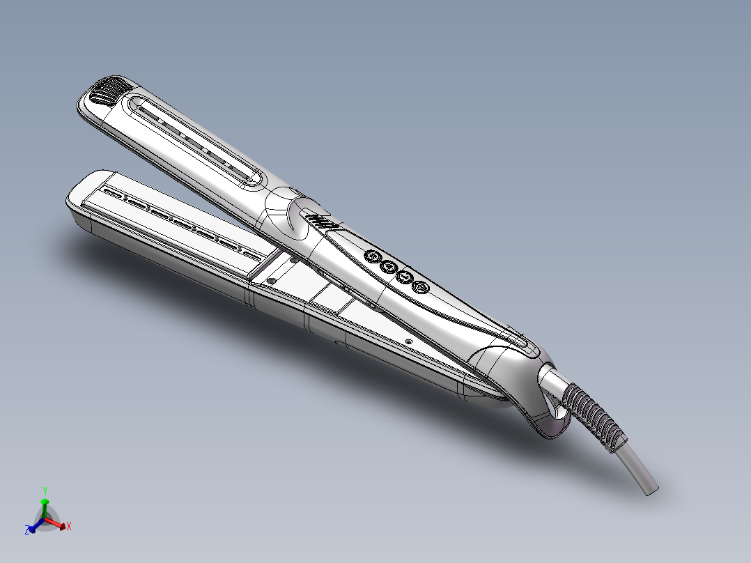 直发棒卷发器三维模型主视图