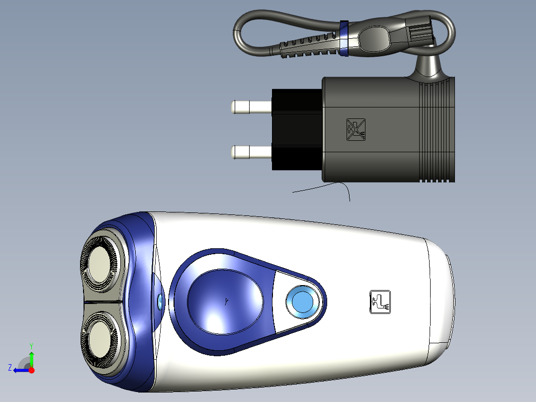 双刀头剃须刀右视图