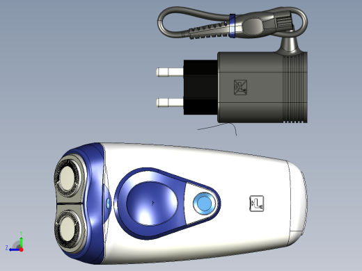 双刀头剃须刀右视缩略图