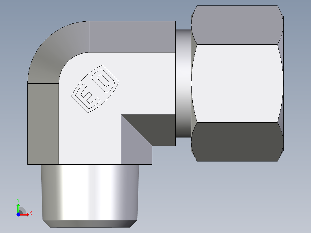 卡套式工业通用硬管接头EO_Male_stud_elbow_WE16SR71前视图