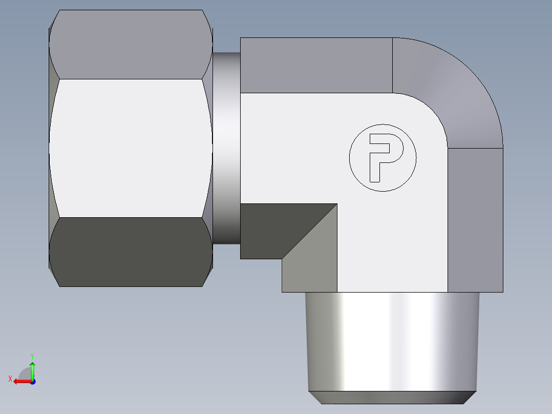 卡套式工业通用硬管接头EO_Male_stud_elbow_WE16SR71后视图