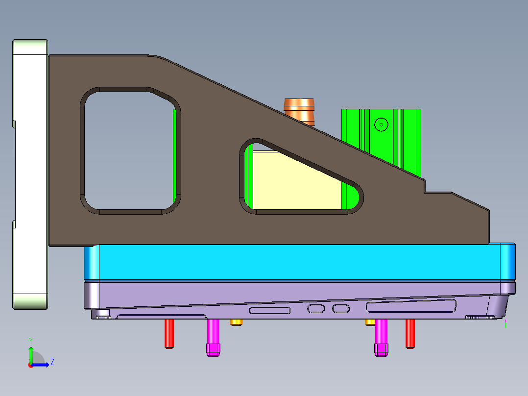 大尺寸电脑中框铣侧边3D槽避位结构CNC编程程序模型左视图