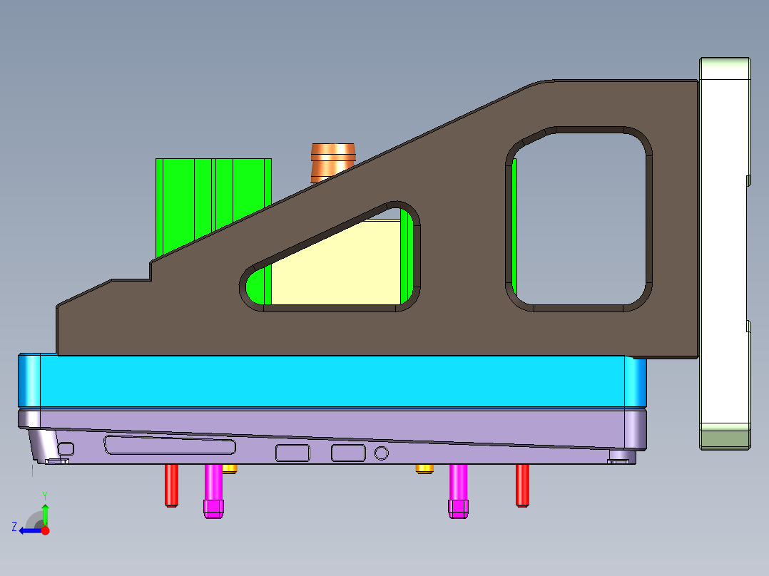 大尺寸电脑中框铣侧边3D槽避位结构CNC编程程序模型右视图