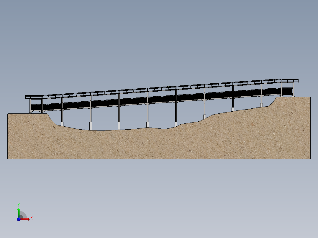 钢结构桥梁55米x2.4米前视图