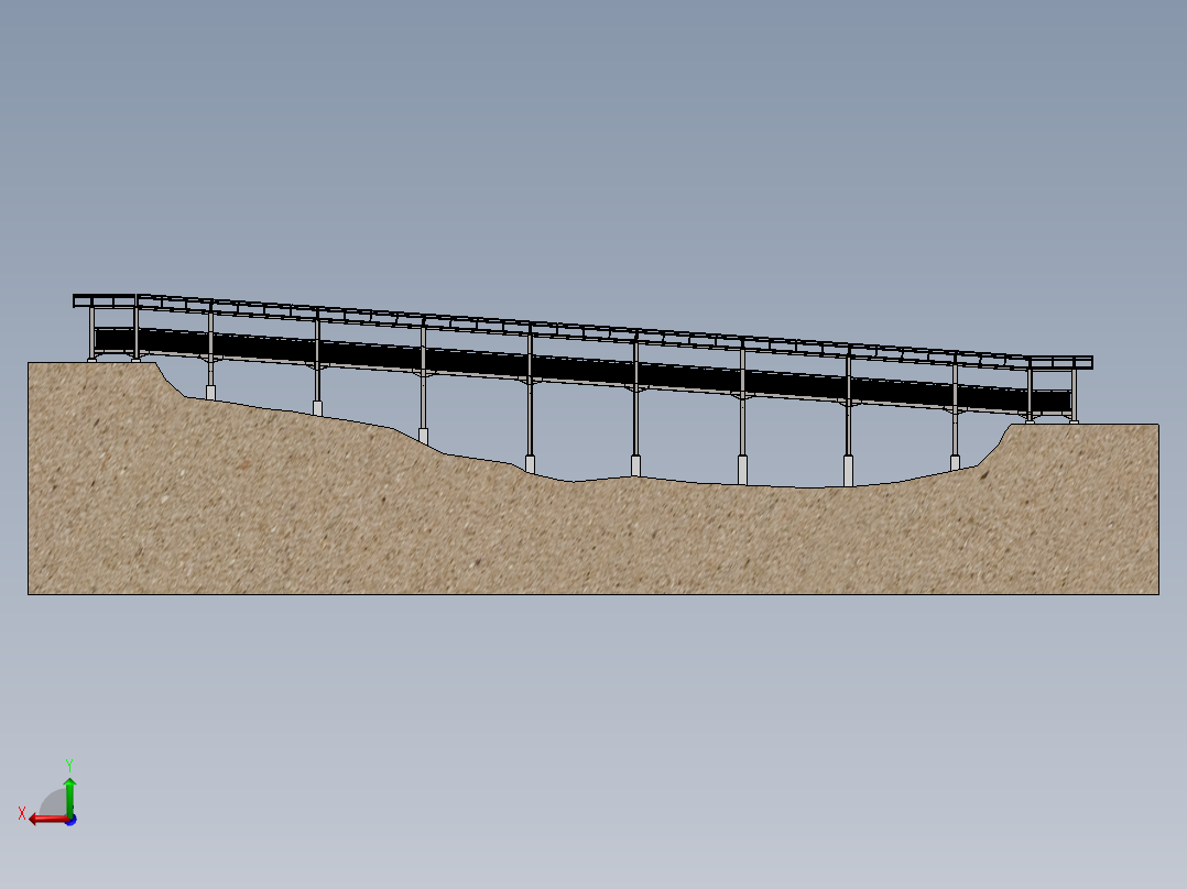 钢结构桥梁55米x2.4米后视图
