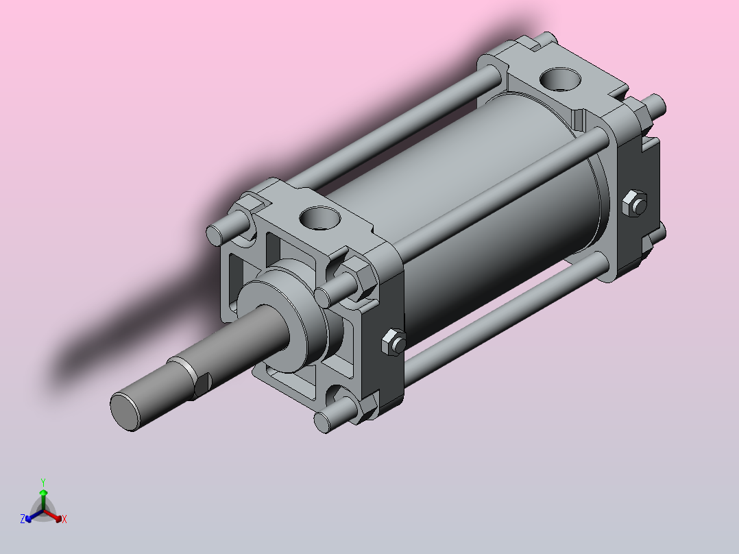 气缸CA2B80-100正等轴测图