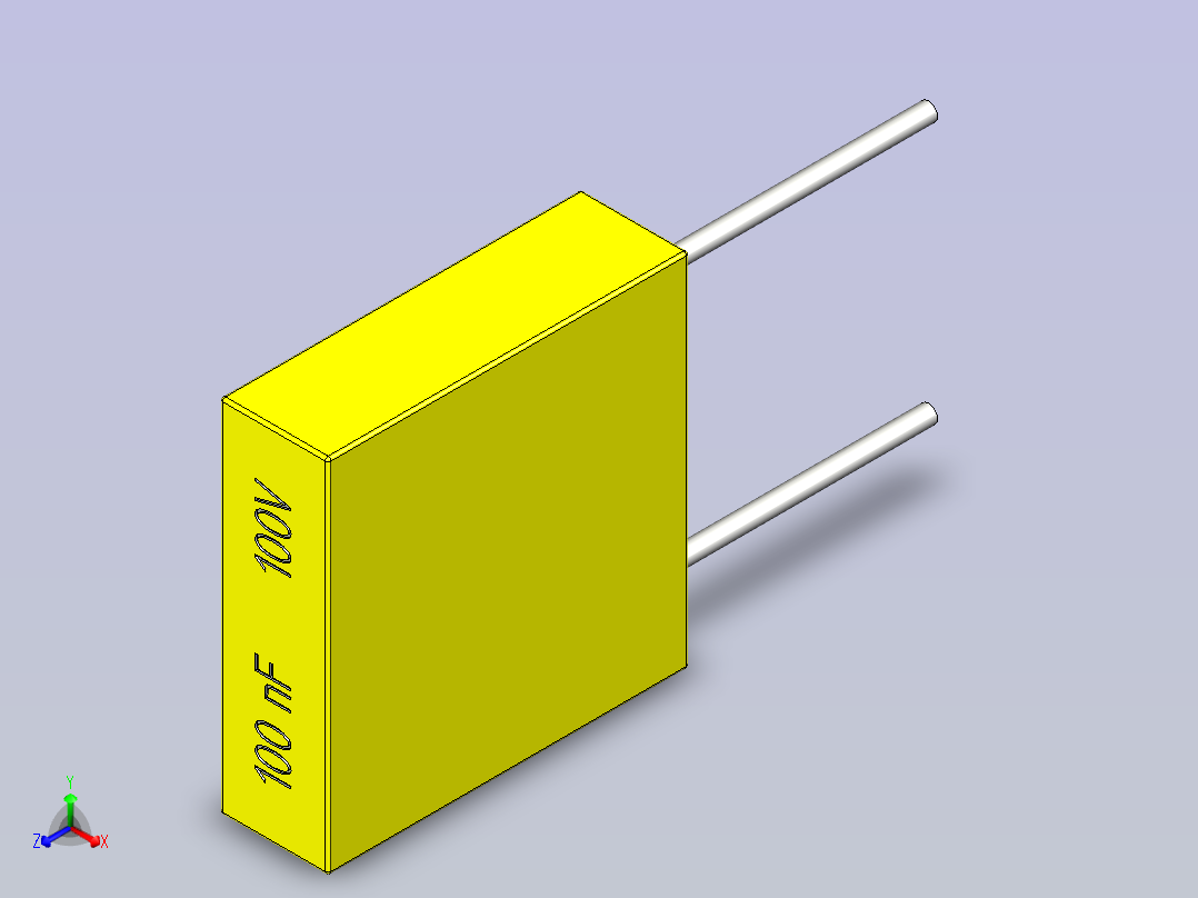 电容器 0.1uF，100V正等轴测图