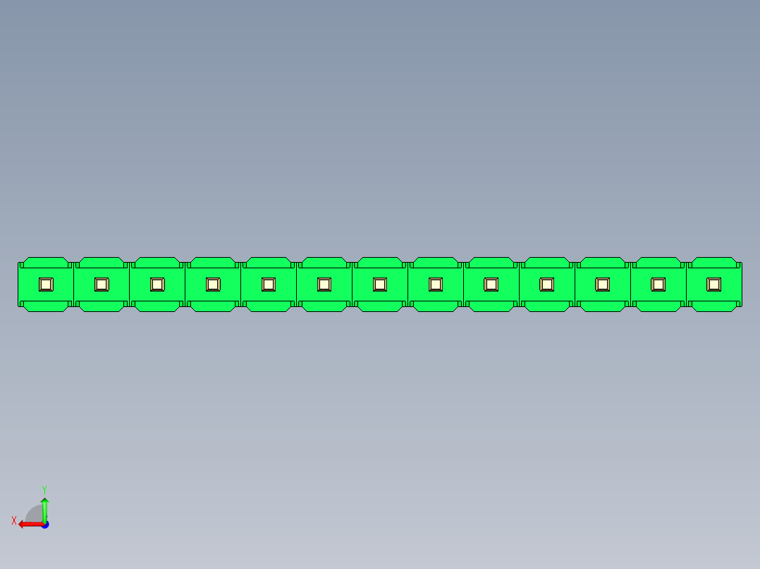 彩色公头100mil（2.54mm）系列-DS1021_green_1x13p_100mil_Type19_rev1.0后视图