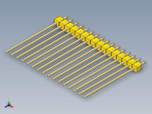 彩色公头100mil（2.54mm）系列-DS1021_yellow_1x16p_100mil_Type43_rev1.0正等轴测缩略图