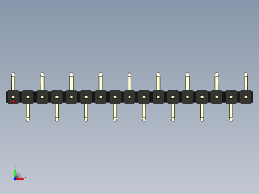 彩色公排针 100mil 2.54mm 系列-DS1022_black_17p_100mil_Type_SMT_R1_rev1.0前视缩略图