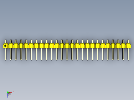 彩色公排针 100mil 2.54mm 系列-DS1022_yellow_1x25p_100mil_TypeD_rev1.0俯视缩略图