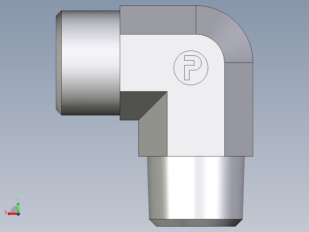 卡套式工业通用硬管接头EO_Male_stud_elbow_WE12LM71X后视图