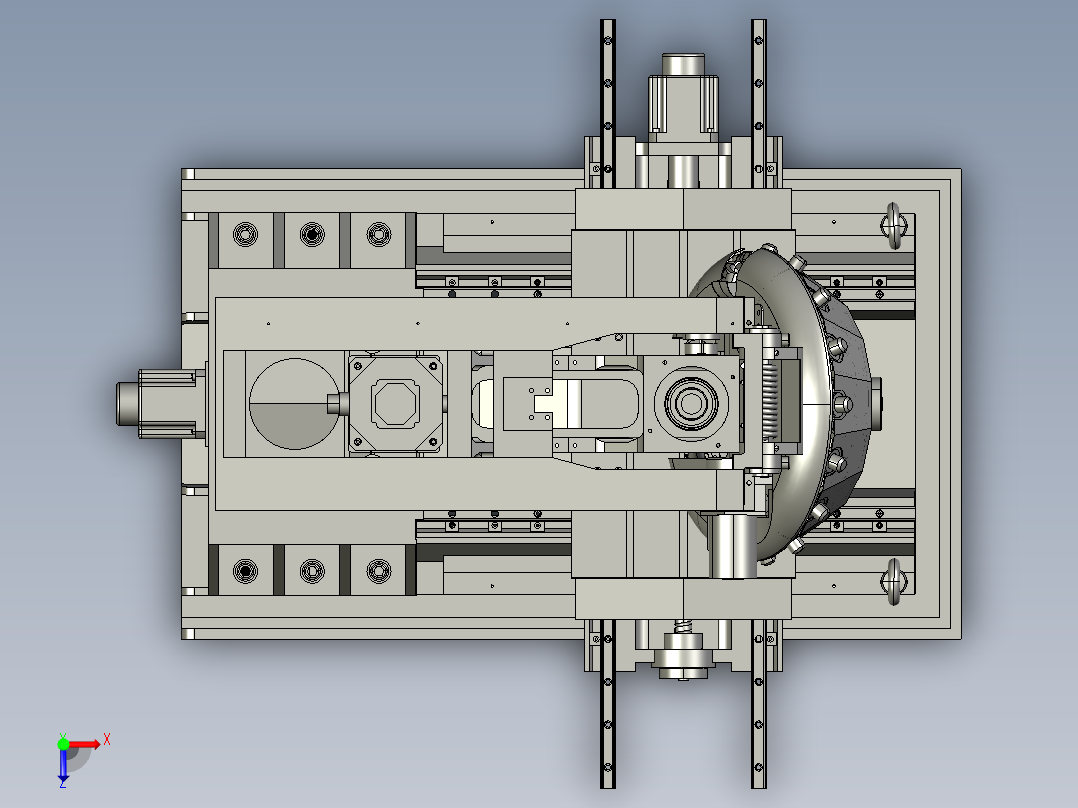 立式数控加工中心钻铣床俯视图