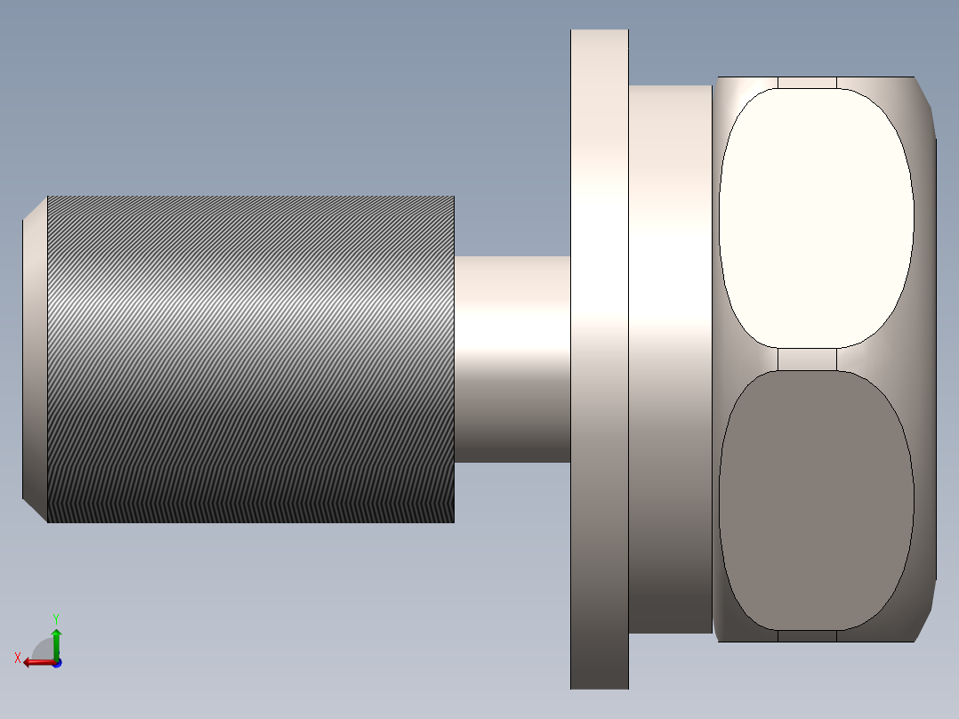 M4外六角十字三组合螺丝后视图