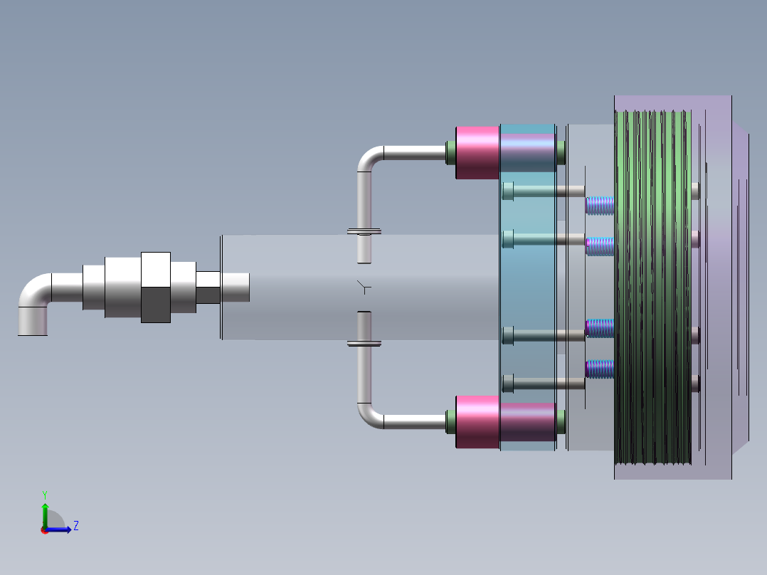 Q035-一种新型液压控制多片式摩擦离合器设计【三维SolidWorks】左视图